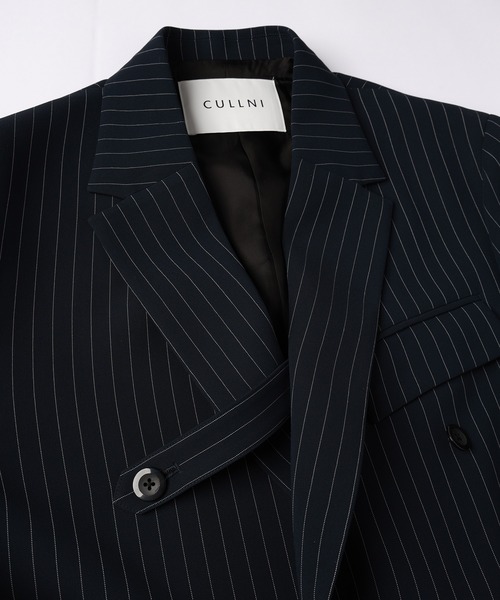 CULLNI(クルニ)の「Stripe Double Cloth Slant Belt Tailored Jacket(テーラードジャケット・メンズ・ブラック系/ネイビー系・2/1/0)」の5枚目の写真