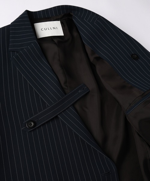 CULLNI(クルニ)の「Stripe Double Cloth Slant Belt Tailored Jacket(テーラードジャケット・メンズ・ブラック系/ネイビー系・2/1/0)」の6枚目の写真