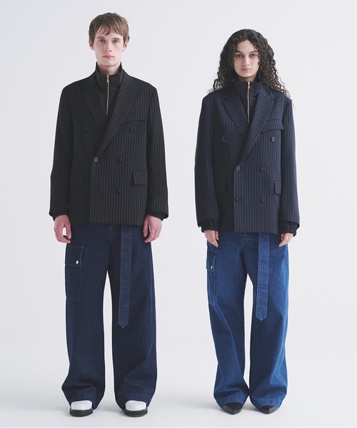 CULLNI(クルニ)の「Stripe Double Cloth Slant Belt Tailored Jacket(テーラードジャケット・メンズ・ブラック系/ネイビー系・2/1/0)」の12枚目の写真