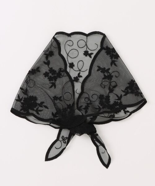 Three Four Time（ｽﾘｰﾌｫｰﾀｲﾑ）の「刺繍チュールバブーシュカ（ヘアバンド・レディース・ブラック/グリーン・FREE）」の13枚目の写真