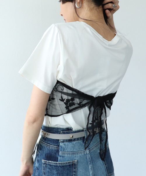 Three Four Time（ｽﾘｰﾌｫｰﾀｲﾑ）の「刺繍チュールバブーシュカ（ヘアバンド・レディース・ブラック/グリーン・FREE）」の7枚目の写真