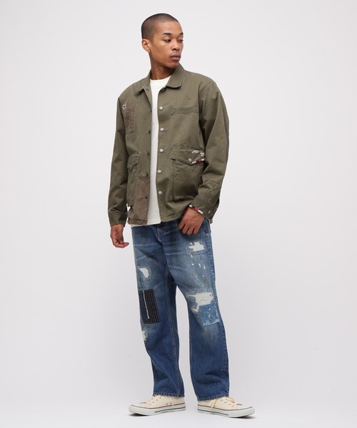 AVIREX（アヴィレックス）の「《RESTORE COLLECTION》REPAIR CUSTOM & EMB UTILITY SHIRT JACKET / リペアカスタム 刺繍ユーティリティ シャツジャケット / AVIREX / アヴィレックス（シャツ/ブラウス・メンズ・インディゴブルー/オリーブ・XX-LARGE/X-LARGE/LARGE/MEDIUM）」の5枚目の写真