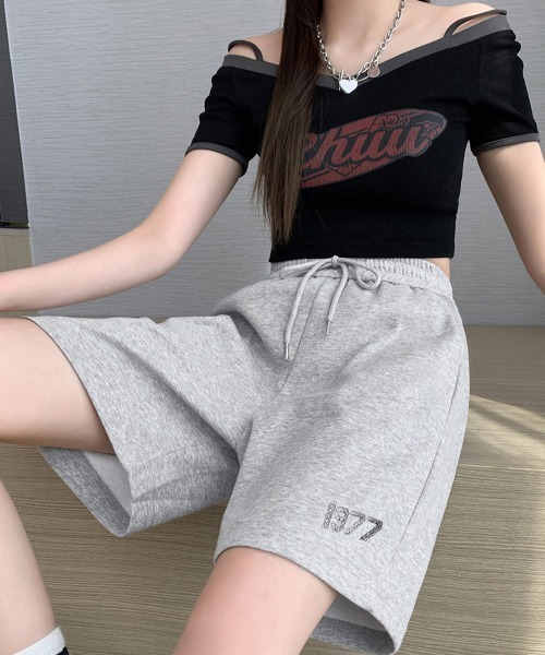 Miniministore(ミニミニストア)の「スウェットショーツ 韓国風ショートパンツ(スウェットパンツ・レディース・グレー/ブラック/ピンク/ホワイト・L/M)」の6枚目の写真