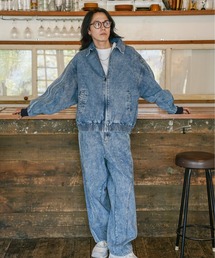 ATELANE（アテレーン）の「ATELANE / デニムラインジャケット/ラインツイストパンツ/セットアップ（セットアップ）」