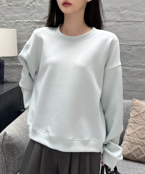 Eclat one（エクラワン）の「【Eclat one】ダンボール クルーネック スウェット（スウェット・レディース・ベージュ/ブラック/ライトブルー・FREE）」の3枚目の写真