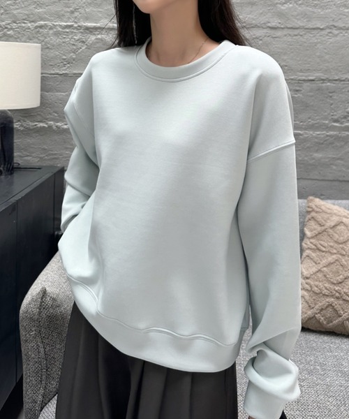 Eclat one（エクラワン）の「【Eclat one】ダンボール クルーネック スウェット（スウェット・レディース・ベージュ/ブラック/ライトブルー・FREE）」の14枚目の写真