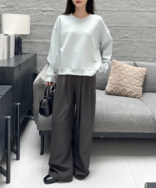 Eclat one（エクラワン）の「【Eclat one】ダンボール クルーネック スウェット（スウェット・レディース・ベージュ/ブラック/ライトブルー・FREE）」の4枚目の写真