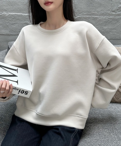 Eclat one（エクラワン）の「【Eclat one】ダンボール クルーネック スウェット（スウェット・レディース・ベージュ/ブラック/ライトブルー・FREE）」の11枚目の写真