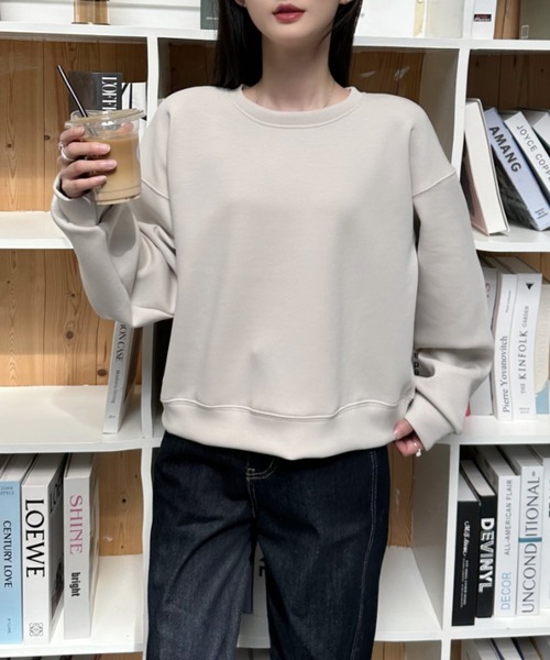 Eclat one（エクラワン）の「【Eclat one】ダンボール クルーネック スウェット（スウェット・レディース・ベージュ/ブラック/ライトブルー・FREE）」の12枚目の写真