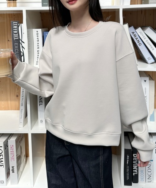 Eclat one（エクラワン）の「【Eclat one】ダンボール クルーネック スウェット（スウェット・レディース・ベージュ/ブラック/ライトブルー・FREE）」の13枚目の写真