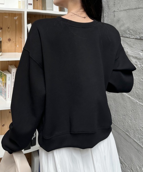 Eclat one（エクラワン）の「【Eclat one】ダンボール クルーネック スウェット（スウェット・レディース・ベージュ/ブラック/ライトブルー・FREE）」の7枚目の写真