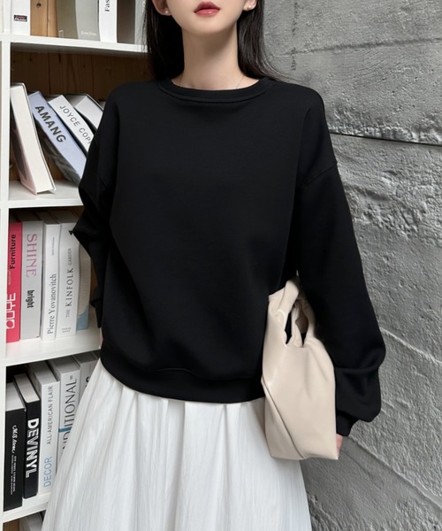 Eclat one（エクラワン）の「【Eclat one】ダンボール クルーネック スウェット（スウェット・レディース・ベージュ/ブラック/ライトブルー・FREE）」の5枚目の写真