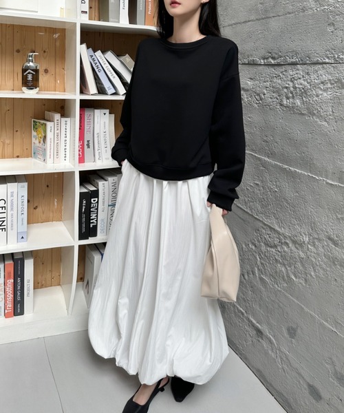 Eclat one（エクラワン）の「【Eclat one】ダンボール クルーネック スウェット（スウェット・レディース・ベージュ/ブラック/ライトブルー・FREE）」の9枚目の写真