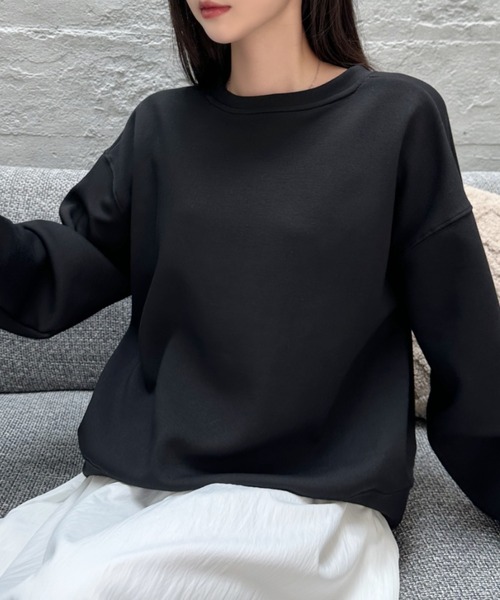 Eclat one（エクラワン）の「【Eclat one】ダンボール クルーネック スウェット（スウェット・レディース・ベージュ/ブラック/ライトブルー・FREE）」の8枚目の写真