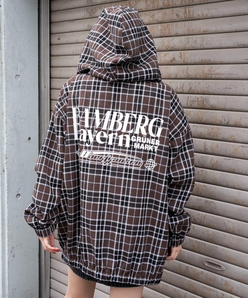 WEGO(ウィゴー)の「WEGO/チェックグラフィックZIPパーカー(シャツ/ブラウス・メンズ・ホワイト系その他2/ブラウン系その他2・LARGE/MEDIUM)」の2枚目の写真