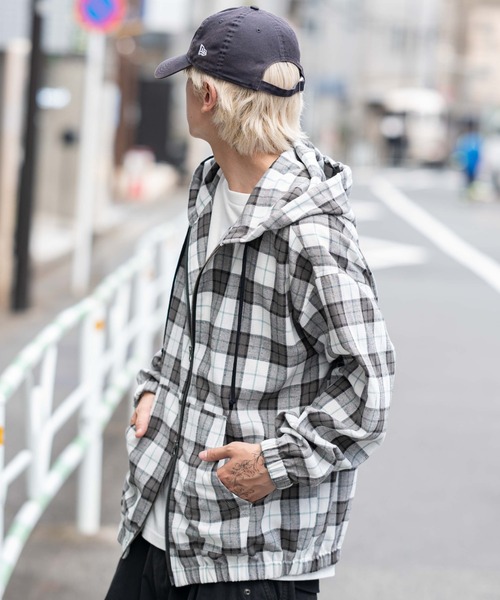 WEGO(ウィゴー)の「WEGO/チェックグラフィックZIPパーカー(シャツ/ブラウス・メンズ・ホワイト系その他2/ブラウン系その他2・LARGE/MEDIUM)」の14枚目の写真