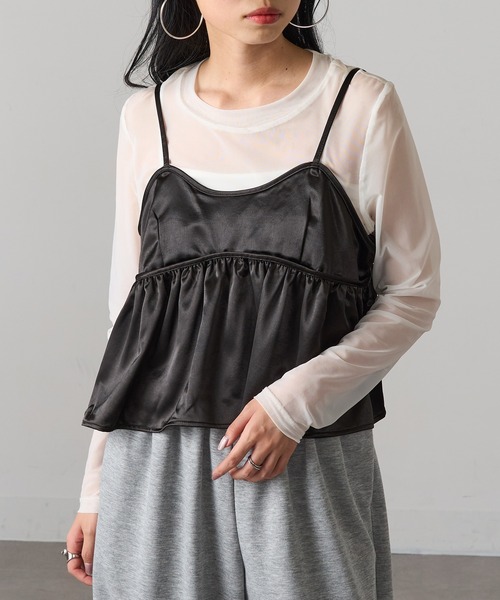MAGASIN DE MODE Onjna（マガジンデモードオンジェナ ）の「【MAGASIN DE MODE Onjna】サテン ビスチェキャミソール DTK（キャミソール・レディース・ブラウン/アイボリー/グレイッシュベージュ/ブラック・FREE）」の5枚目の写真