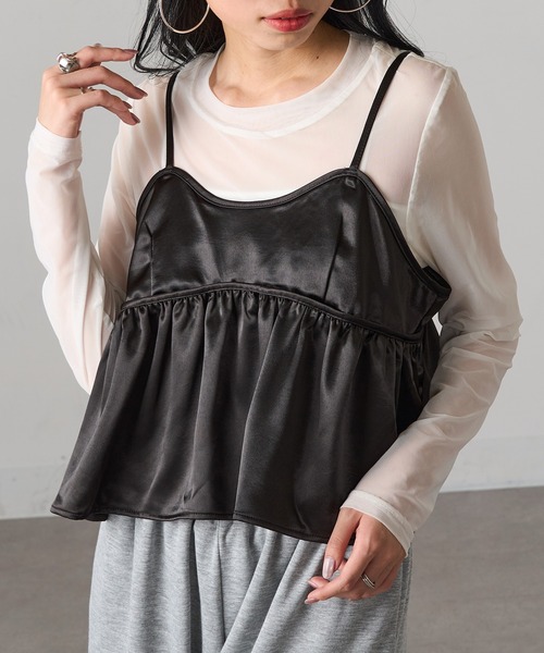 MAGASIN DE MODE Onjna（マガジンデモードオンジェナ ）の「【MAGASIN DE MODE Onjna】サテン ビスチェキャミソール DTK（キャミソール・レディース・ブラウン/アイボリー/グレイッシュベージュ/ブラック・FREE）」の19枚目の写真