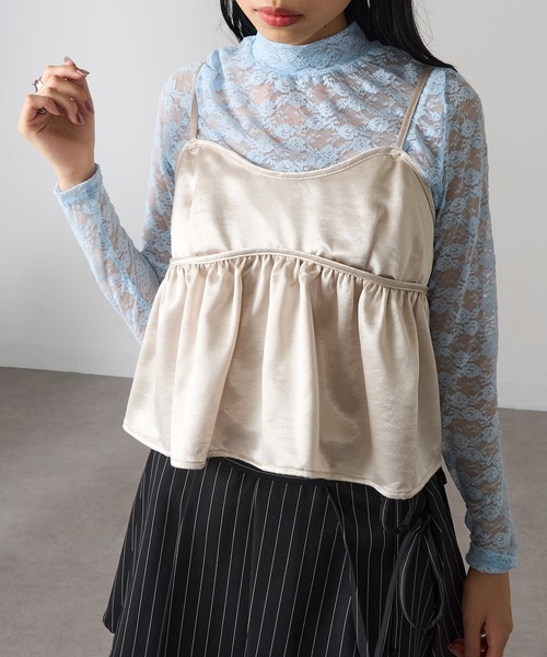 MAGASIN DE MODE Onjna（マガジンデモードオンジェナ ）の「【MAGASIN DE MODE Onjna】サテン ビスチェキャミソール DTK（キャミソール・レディース・ブラウン/アイボリー/グレイッシュベージュ/ブラック・FREE）」の8枚目の写真