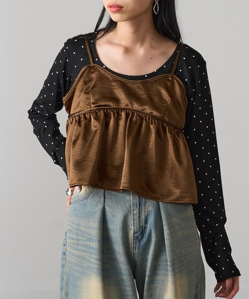 MAGASIN DE MODE Onjna（マガジンデモードオンジェナ ）の「【MAGASIN DE MODE Onjna】サテン ビスチェキャミソール DTK（キャミソール・レディース・ブラウン/アイボリー/グレイッシュベージュ/ブラック・FREE）」の6枚目の写真