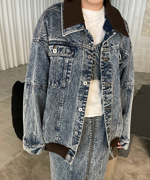 RIB MIX DENIM BLOUSON（デニムジャケット）｜Ameri（アメリ）の