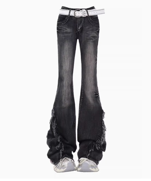ZIPPER CLUB（ZIPPER CLUB ジッパークラブ）の「Washed Stretch Fringe Denim（デニムパンツ・レディース・ブルー/ブラック・LARGE/MEDIUM/SMALL）」の17枚目の写真
