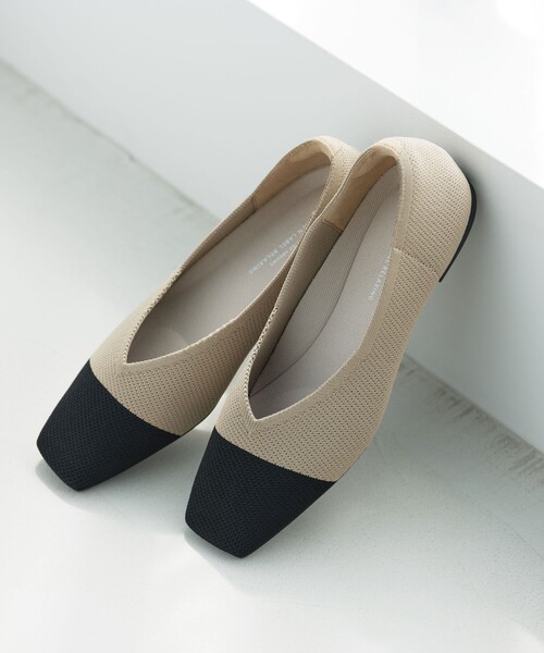 green label relaxing(グリーンレーベルリラクシング)の「ウェルネス ニット スクエアVカット シューズ 撥水 ウォッシャブル(パンプス・レディース・ブラック/シルバー/その他1/ブラウン系・22.5cm/23cm/23.5cm/24cm/24.5cm/25cm)」の1枚目の写真