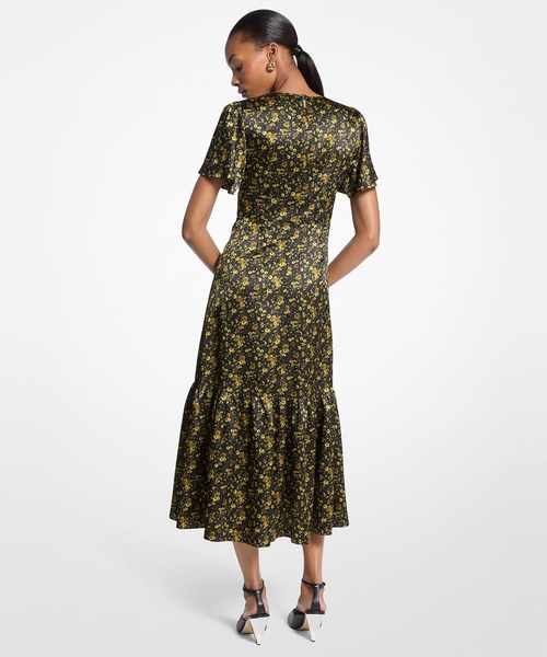 MICHAEL KORS(マイケルコース)の「フローラル ハンマード サテン ミディドレス(ワンピース・レディース・グリーン系・XXS/XS/S/M)」の2枚目の写真