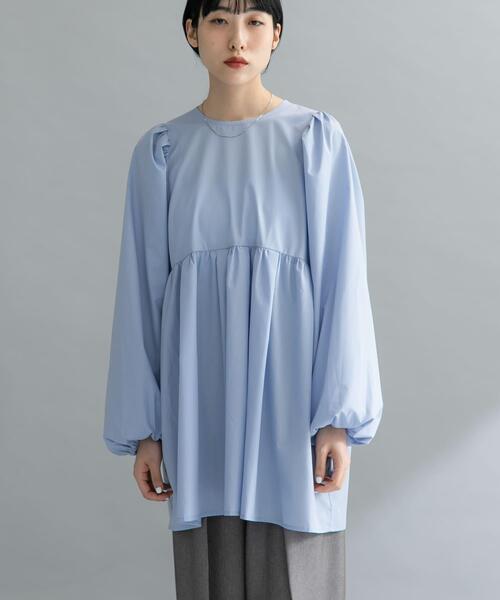 KBF（ケイビーエフ）の「『WEB限定』BACKリボンチュニック（チュニック・レディース・ダークブラウン/オフホワイト/ライトブルー・ONE）」の17枚目の写真