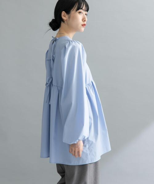 KBF（ケイビーエフ）の「『WEB限定』BACKリボンチュニック（チュニック・レディース・ダークブラウン/オフホワイト/ライトブルー・ONE）」の19枚目の写真