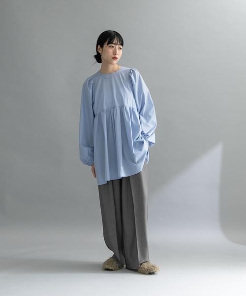 KBF（ケイビーエフ）の「『WEB限定』BACKリボンチュニック（チュニック・レディース・ダークブラウン/オフホワイト/ライトブルー・ONE）」の20枚目の写真