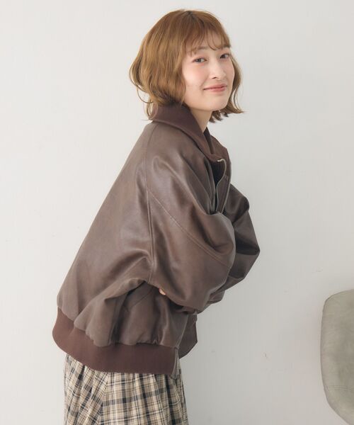 RETRO GIRL（レトロガール）の「襟リブレザーBZ（ブルゾン・レディース・ブラウン/ブラック・FREE）」の10枚目の写真