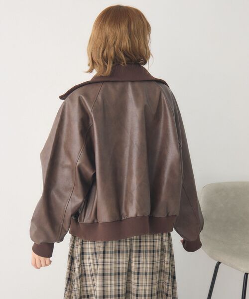 RETRO GIRL（レトロガール）の「襟リブレザーBZ（ブルゾン・レディース・ブラウン/ブラック・FREE）」の11枚目の写真