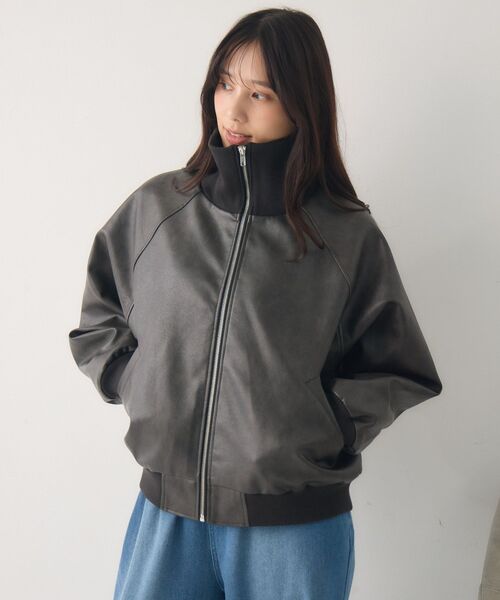 RETRO GIRL（レトロガール）の「襟リブレザーBZ（ブルゾン・レディース・ブラウン/ブラック・FREE）」の13枚目の写真