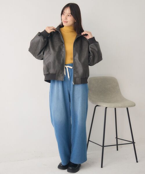 RETRO GIRL（レトロガール）の「襟リブレザーBZ（ブルゾン・レディース・ブラウン/ブラック・FREE）」の14枚目の写真