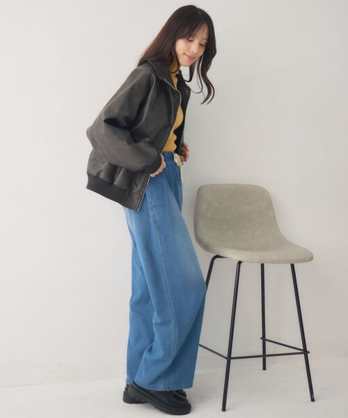 RETRO GIRL（レトロガール）の「襟リブレザーBZ（ブルゾン・レディース・ブラウン/ブラック・FREE）」の15枚目の写真