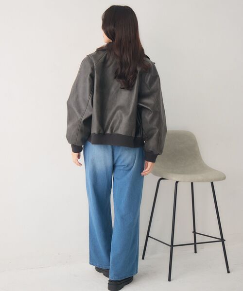 RETRO GIRL（レトロガール）の「襟リブレザーBZ（ブルゾン・レディース・ブラウン/ブラック・FREE）」の16枚目の写真