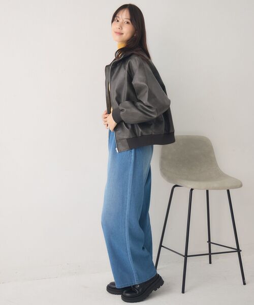 RETRO GIRL（レトロガール）の「襟リブレザーBZ（ブルゾン・レディース・ブラウン/ブラック・FREE）」の17枚目の写真