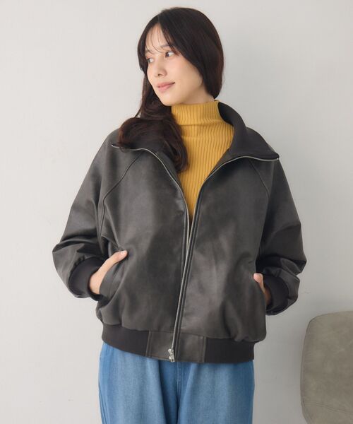 RETRO GIRL（レトロガール）の「襟リブレザーBZ（ブルゾン・レディース・ブラウン/ブラック・FREE）」の18枚目の写真