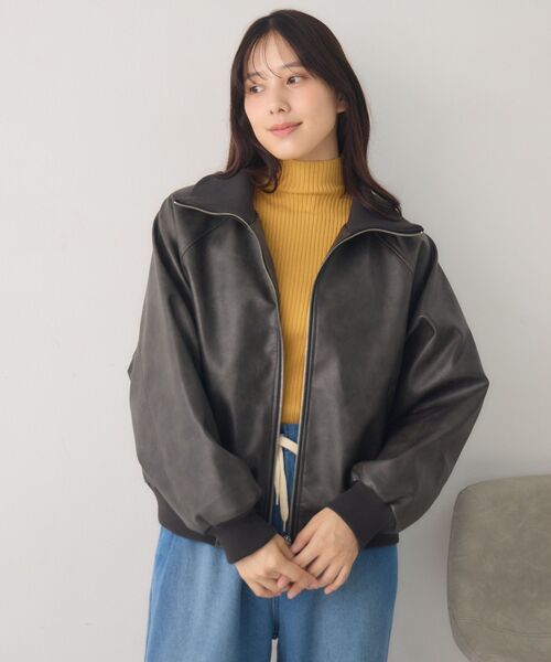 RETRO GIRL（レトロガール）の「襟リブレザーBZ（ブルゾン・レディース・ブラウン/ブラック・FREE）」の19枚目の写真