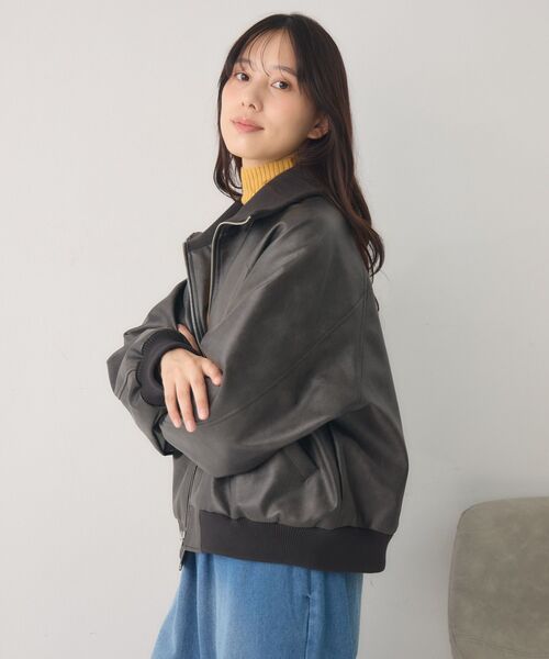 RETRO GIRL（レトロガール）の「襟リブレザーBZ（ブルゾン・レディース・ブラウン/ブラック・FREE）」の22枚目の写真