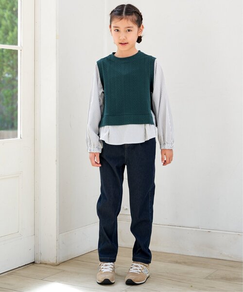 ikka（イッカ）の「【親子コーデ】ケーブル柄レイヤードプルオーバー（120~160cm）（Tシャツ/カットソー・キッズ・ブラック/ブルー/グリーン・120/130/140/150/160）」の16枚目の写真