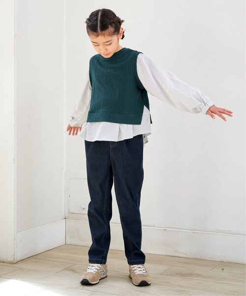 ikka（イッカ）の「【親子コーデ】ケーブル柄レイヤードプルオーバー（120~160cm）（Tシャツ/カットソー・キッズ・ブラック/ブルー/グリーン・120/130/140/150/160）」の17枚目の写真