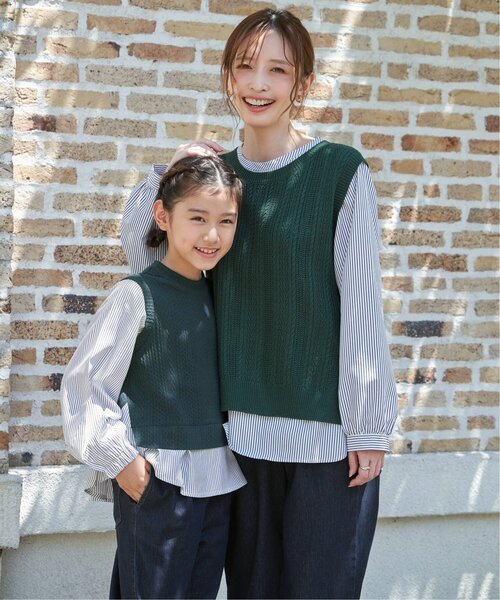 ikka（イッカ）の「【親子コーデ】ケーブル柄レイヤードプルオーバー（120~160cm）（Tシャツ/カットソー・キッズ・ブラック/ブルー/グリーン・120/130/140/150/160）」の18枚目の写真