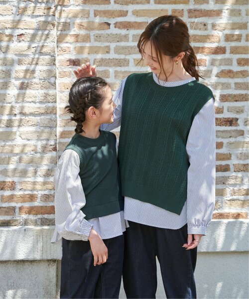 ikka（イッカ）の「【親子コーデ】ケーブル柄レイヤードプルオーバー（120~160cm）（Tシャツ/カットソー・キッズ・ブラック/ブルー/グリーン・120/130/140/150/160）」の20枚目の写真