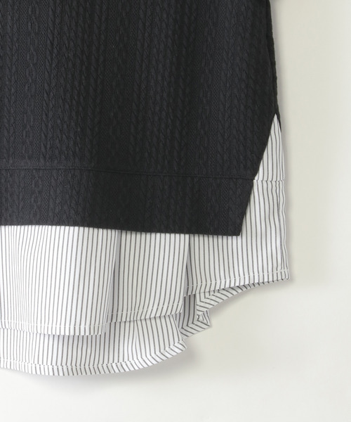 ikka（イッカ）の「【親子コーデ】ケーブル柄レイヤードプルオーバー（120~160cm）（Tシャツ/カットソー・キッズ・ブラック/ブルー/グリーン・120/130/140/150/160）」の8枚目の写真