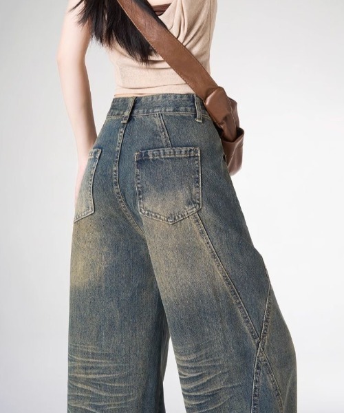 shameless(シェイムレス)の「デザイン切替ワイドデニム(デニムパンツ・レディース・ブルー・S/M)」の9枚目の写真