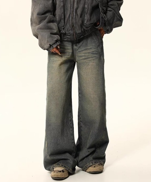 shameless(シェイムレス)の「デザイン切替ワイドデニム(デニムパンツ・レディース・ブルー・S/M)」の11枚目の写真