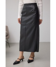 フェイクスエード/フェイクレザータイトスカート 秋服 冬服 春服 タイトスカート ロングスカート 後ろウエストゴム