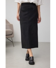フェイクスエード/フェイクレザータイトスカート 秋服 冬服 春服 タイトスカート ロングスカート 後ろウエストゴム